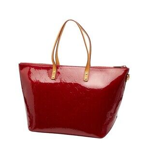 Louis Vuitton Pomme Leather Patent Tote Bellevue Vernis Bag Handbag dAmour Red